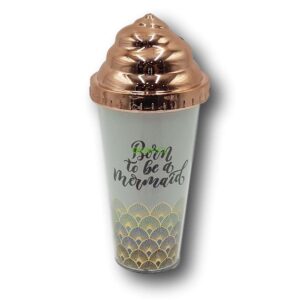Vaso bombilla forma cono helado color metálico blanco dorado - Imagen 1