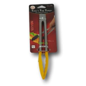 Pinzas de silicona color amarillo mango de metal. - Imagen 1