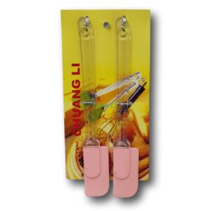 Set de 2 espátulas de repostería silicona color rosado - Imagen 1