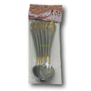 Set de 6 cucharas de sopa con diseño cintas acero inoxidable - Imagen 1