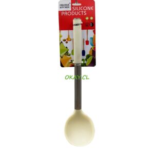 Cuchara de sopa de silicona color blanco 8x30cm - Imagen 1