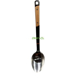 Cuchara de cocina larga mango madera metal 7x37 - Imagen 1
