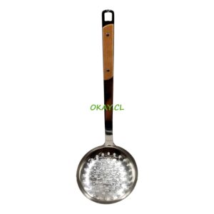 Cuchara de cocina colador mango madera metal - Imagen 1