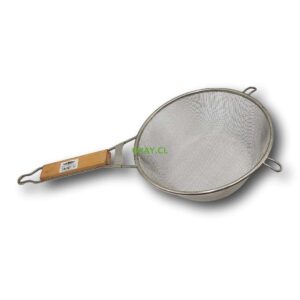 Colador forma rejilla para freír 21 cm con mango madera y metal . - Imagen 1