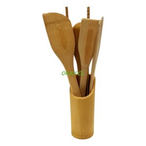 Set de 5 cucharas de madera color natural - Imagen 1