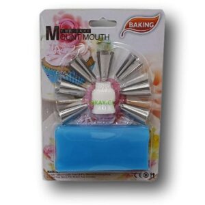 Set de bolsas para manga pastelera acopladores y 8 boquillas color celeste - Imagen 1