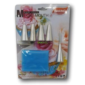 Set manga pastelera celeste y 4 boquillas de metal - Imagen 1