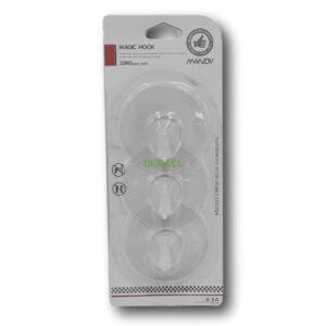 Set de 3 ganchos adhesivos pared forma redonda transparentes s - Imagen 1