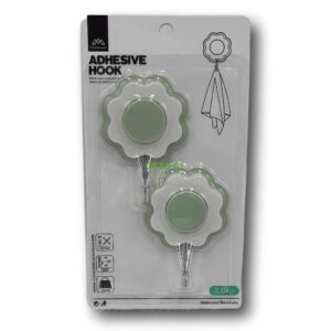 Set de 2 ganchos adhesivos forma flor color blanco - Imagen 1