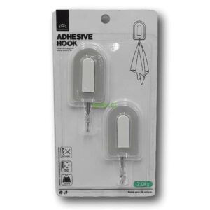 Set de 3 ganchos pared forma semi ovalada color blanco gris - Imagen 1