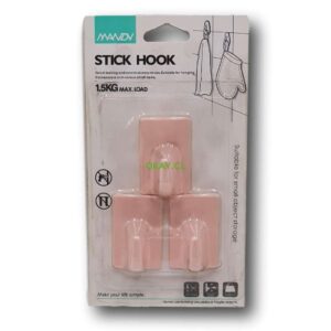 Set de 3 Ganchos adhesivos pared cuadrado color rosado - Imagen 1