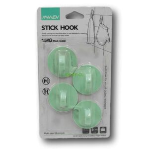 Set de 4 ganchos adhesivos pared redondo color verde pastel - Imagen 1